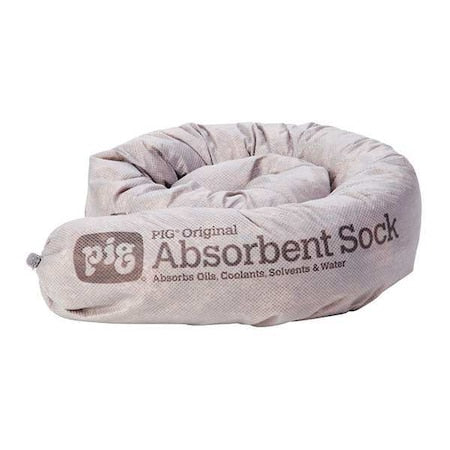 Sorbent Sock, 6 gal, 3 in x 42 in, Universal, Gray, 12 PK