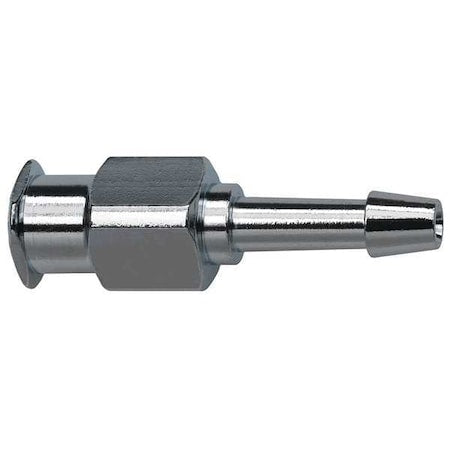 Luer Lock Barb Adapter, Female, Plated Brass, Silver