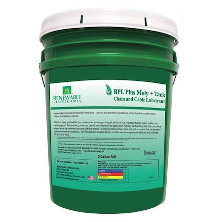 Lubricant, 5 gal, Pail, Vegetable Oil, Black