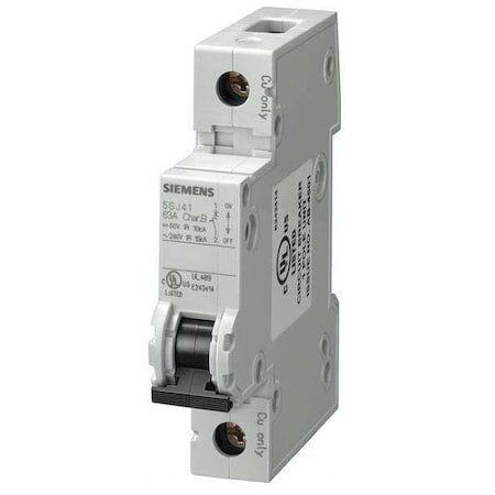 IEC Miniature Circuit Breaker, 5SJ4 Series, 50A, 1 Pole, 240V AC, 14kA at 240V AC, B Curve