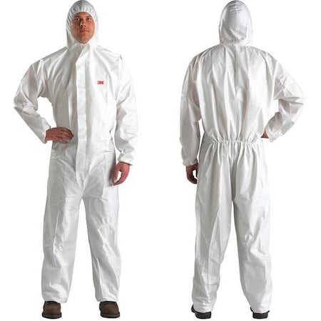 Hooded Disposable Coveralls, L, White, Microporous Laminate
