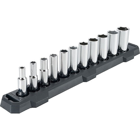 Socket Set, 3/8" Drive, Chrome, SAE, 11 pcs.