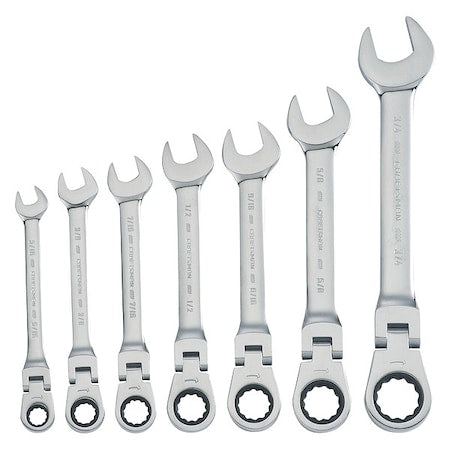 Flexible Head Combination Wrench Set, Polished Chrome