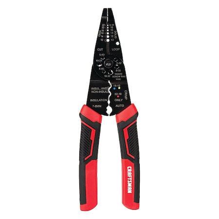 Wire Stripper, Crimp, 10 to 22 AWG, 8" L
