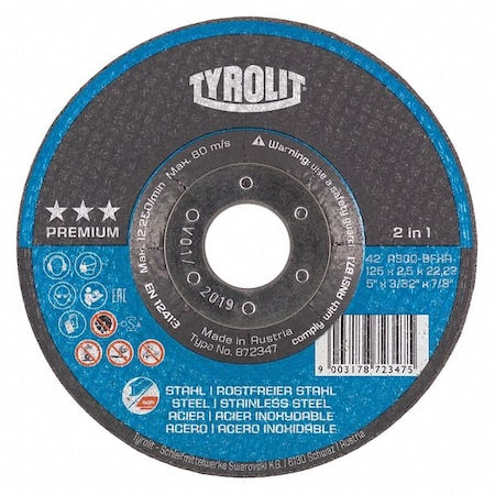 Grinding Wheel, T27, 6"x7/8", 24 Grit, PK10