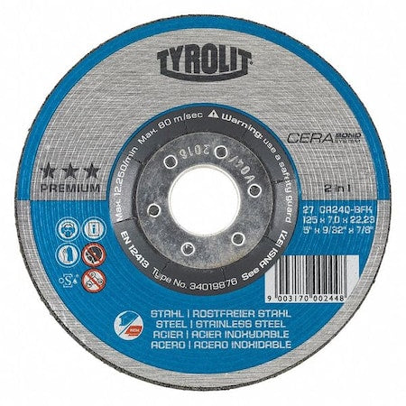 Grinding Wheel, T27, 5" x 7/8", 24 Grit, PK5