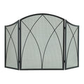 Arched Fireplace Screen, 39" W 31" H, 12" L, Black Finish, Steel