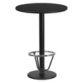 Round Table-RD Base, Laminate Blk, 24", Laminate, Wood Grain