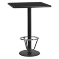 Square Table-RD Base, Laminate Blk, 24", Square, Laminate, Wood Grain