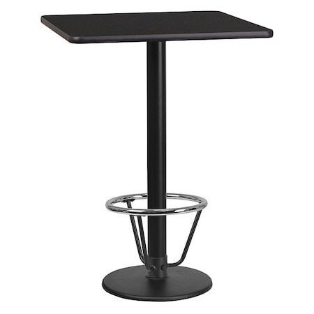 Square Table-RD Base, Laminate Blk, 24", Square, Laminate, Wood Grain