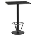 Rectangle Table-RD Base, Laminate Blk, 24"X30", 24" W, 30" L, 43.125" H, Laminate, Wood Grain