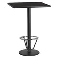 Square Table-RD Base, Laminate Blk, 30", Square, Laminate, Wood Grain