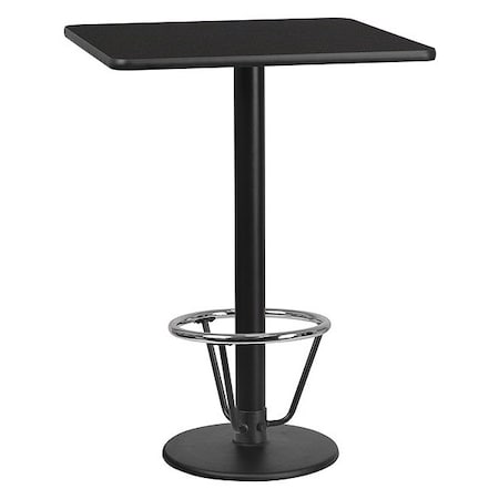 Square Table-RD Base, Laminate Blk, 30", Square, Laminate, Wood Grain