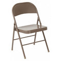 Double Braced Beige Metal Folding Chair