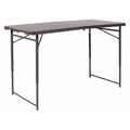 Rectangle Plastic Table, 23.5''W x 48.25''L, Plastic Top, Brown