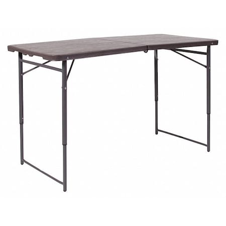 Rectangle Plastic Table, 23.5''W x 48.25''L, Plastic Top, Brown