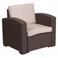 Chocolate Rattan Chair w/All-Weather Beige Cushion