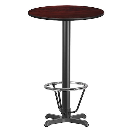 Round Laminate Table, 24" W, 24" L, 43.125" H, Laminate, Wood Grain