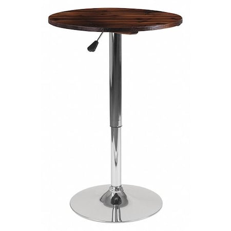 Round Table, Pine Wood Adj., 23.5", Round, Wood Top, Brown