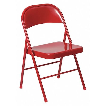 Chair, Metal Folding, Red, Double Braced