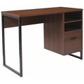Computer Desk Computer Desk, Black Metal Frame, Coffee, 19-1/2" D X 29-1/2" H, 41-1/4" W X Laminate