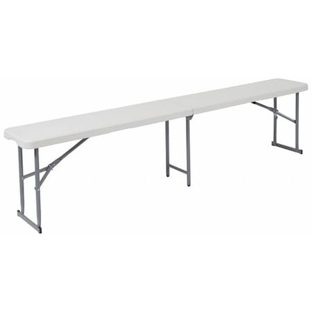 Plastc Bench, 10.25"Wx71"L, Folding, White
