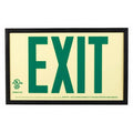 Exit Sign, Plastic, 13" W, 7-1/2" H, Exit (Double Arrows), Green