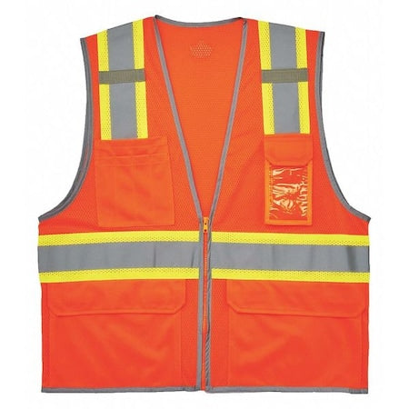 Two Tone Mesh Safety Vest, Orange, 4XL/5XL
