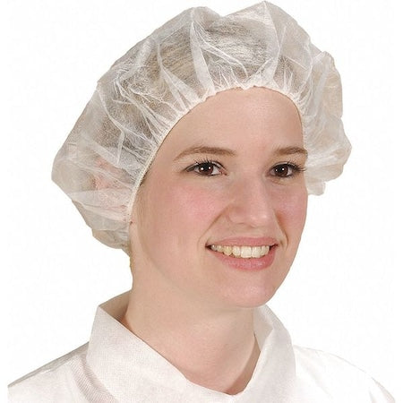 Bouffant, 24", Package Quantity 1000, Polypropylene, 24 in Dia., White, L, 1000 PK
