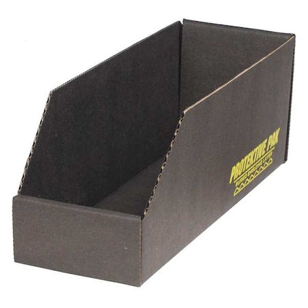Corrugated Shelf Bin, Cardboard, 8 in W, 4 1/2 in H, Black