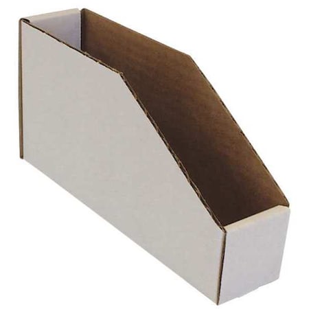 Corrugated Shelf Bin, Cardboard, 2 in W, 4 1/2 in H, White