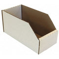 Corrugated Shelf Bin, Cardboard, 4 in W, 4 1/2 in H, White