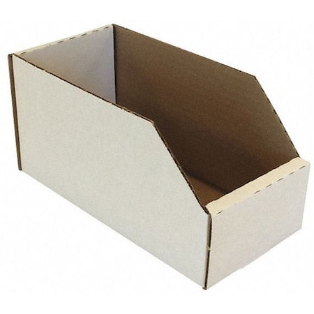Corrugated Shelf Bin, Cardboard, 4 in W, 4 1/2 in H, White