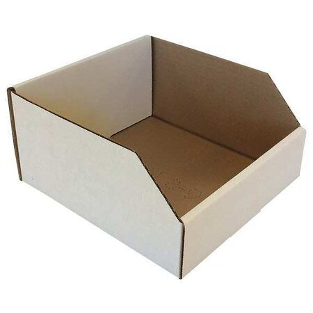 Corrugated Shelf Bin, Cardboard, 8 in W, 4 1/2 in H, White