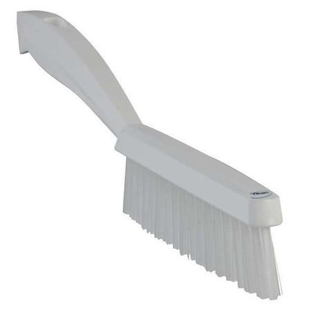 13/16 in W Scrub Brush, Stiff, 11 51/64 in L Handle, 5 51/64 in L Brush, White, Plastic