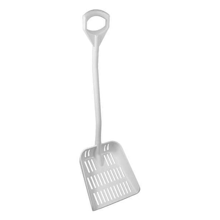 Ergonomic Square Point Shovel, Polypropylene Blade, 30 in L, White Aluminum Handle