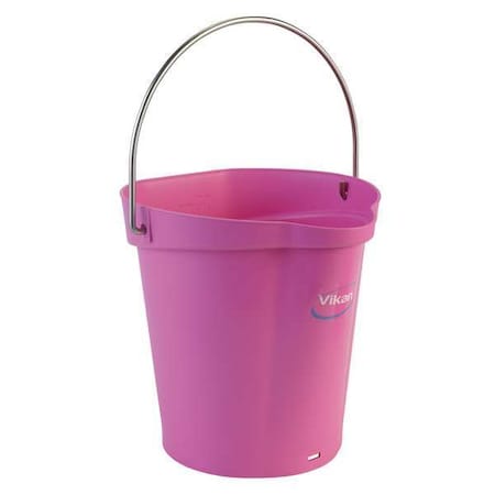 1 1/2 gal Round Bucket, 9 19/32 in Dia, Pink, Polypropylene/Stainless Steel