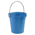 1 1/2 gal Round Bucket, 9 19/32 in Dia, Blue, Polypropylene/Stainless Steel