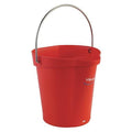 1 1/2 gal Round Bucket, 9 19/32 in Dia, Red, Polypropylene/Stainless Steel