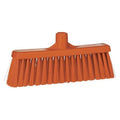 12 in Sweep Face Broom Head, Stiff, Synthetic, Orange