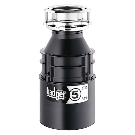 Garbage Disposal with Cord, Residential, 1/2 hp, 26 oz Grinding Capacity, 1,725 RPM, 120 V, 6.3 A