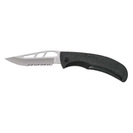 Folding Knife, Drop Point, 3-1/2In, Black