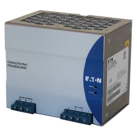 DC Power Supply, 100/240V AC, 24V DC, 480 W, 20 A, DIN Rail