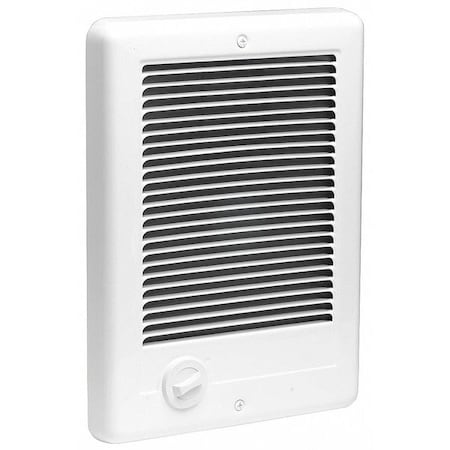 Compact Electric Wall Mount Heater, 12 in H Grille, Recessed, 1000W, 120V AC, 1-Phase, White