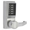 Mechanical Push Button Lockset, Satin Chrome, 1-3/8" to 2-1/4" For Door Thickness, 5 Number of Keys