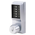 Mechanical Push Button Lockset, Satin Chrome, 1-3/8" to 2-1/4" For Door Thickness, 5 Number of Keys