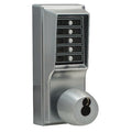 Mechanical Push Button Lockset, Satin Chrome, 1-3/8" to 2-1/4" For Door Thickness, 5 Number of Keys