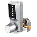 Mechanical Push Button Lockset, Satin Chrome, 1-3/8" to 2-1/4" For Door Thickness, 5 Number of Keys