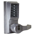 Mechanical Push Button Lockset, Satin Chrome, 1-3/8" to 2-1/4" For Door Thickness, 5 Number of Keys