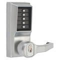 Mechanical Push Button Lockset, Satin Chrome, 1-3/8" to 2-1/4" For Door Thickness, 5 Number of Keys